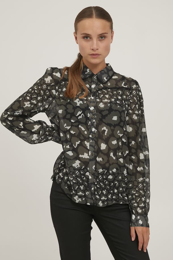 Fjerde bølge Teknologi Black Printed Langærmet skjorte fra Pulz Jeans – Køb Black Printed Langærmet  skjorte fra str. S-XXL