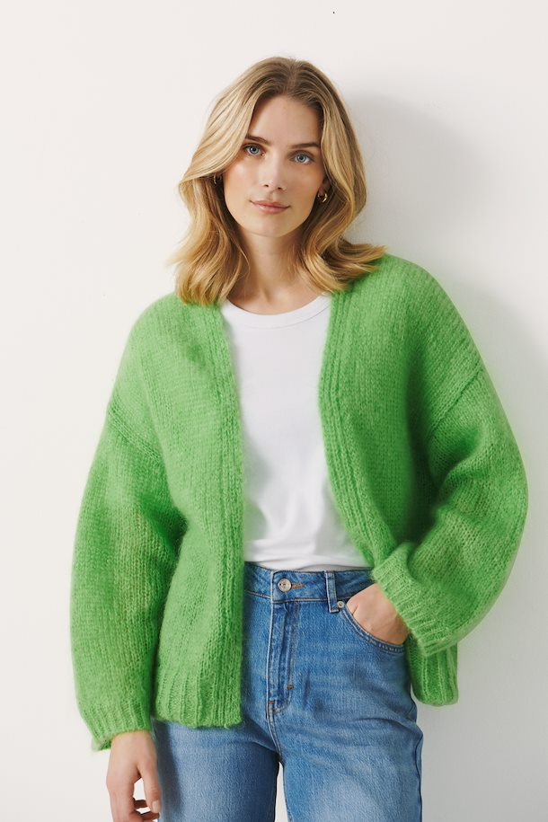 Grass Green RastinaPW Strik from Part Two – Shop Green RastinaPW Cardigan from size