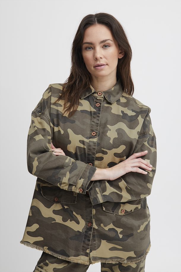 Green Camouflage Print PZANGELA Casual jacket from Pulz Jeans – Shop Green  Camouflage Print PZANGELA Casual jacket